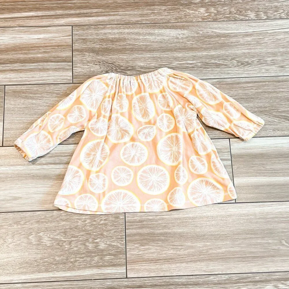 Milkbarn Grapefruit Organic Cotton Long Sleeve Dress Size 6-12M